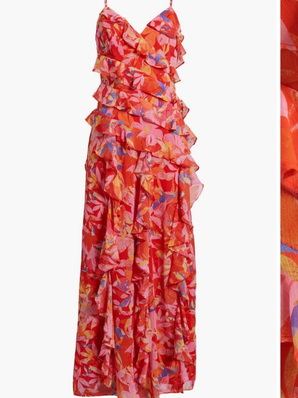 Eliza J Coral Multi Floral Ruffled Maxi Dress New With Tags size 6 - Picture 5 of 13